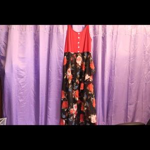 Red Floral High-Low RoseGal Dress